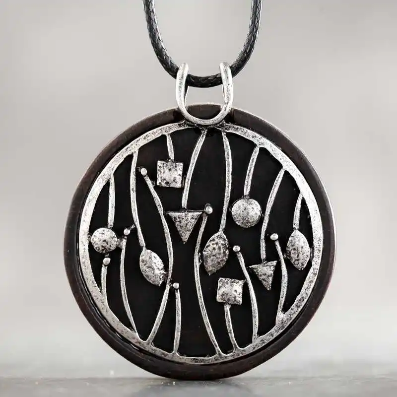 Винтажное круглое ожерелье ручной работы из сандалового дерева, деревянное ожерелье,, праздничное украшение, большое ожерелье, подарок для друзей - Окраска металла: H735