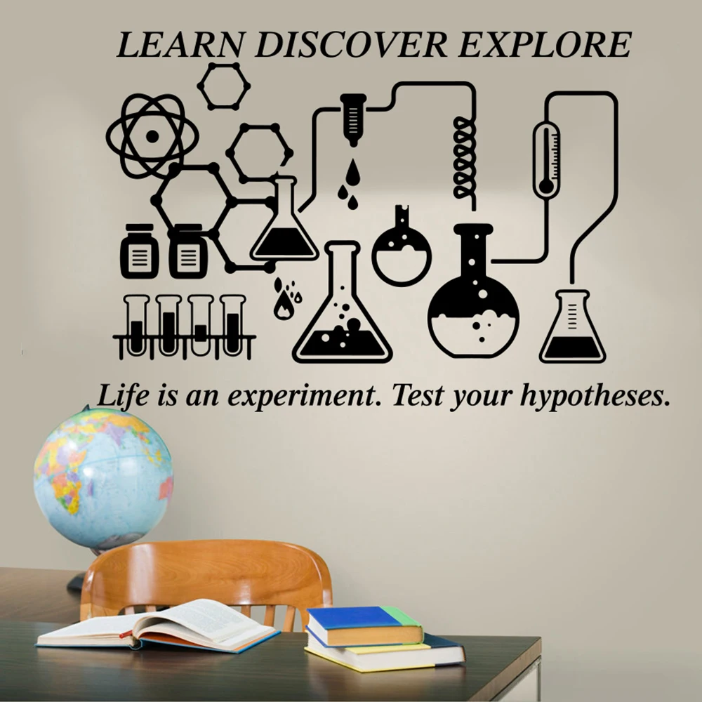 Science Chemical Lab Learn Discover Explore Quote Wall Decal Classroom School Chemistry Science Inspirational Quote Wall Sticker (4)