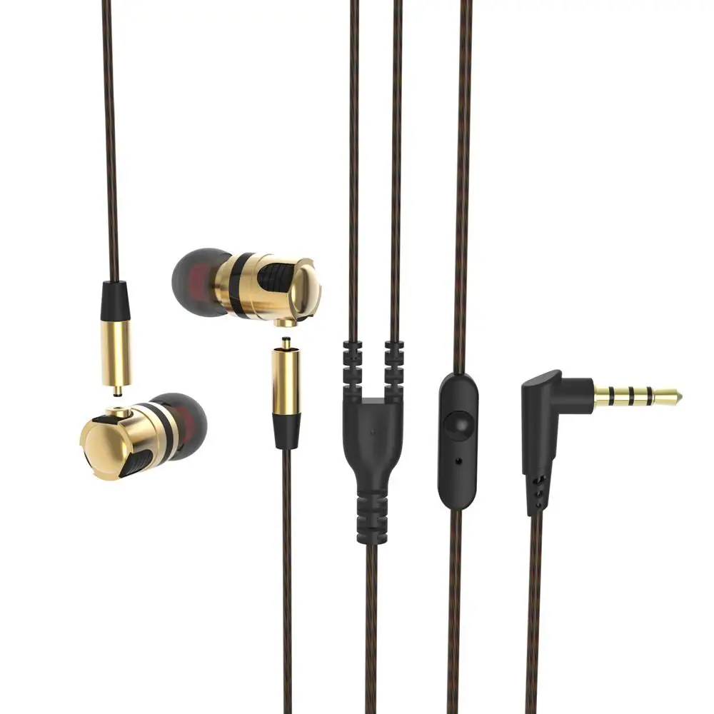 X46M In ear Earphone Removable Metal 3.5mm Stereo Bass Earbuds Gaming