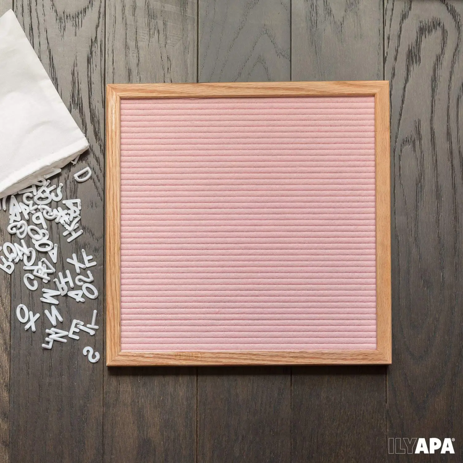 

Pink Felt Letter Board with 510 Letters, Numbers & Symbols-25x25cm Changeable Wooden Message Board Sign