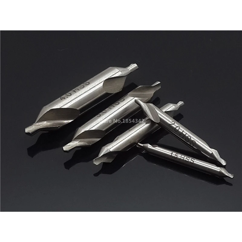 

5pcs Set HSS Combined Center Drills Countersinks 60 Degree Angle Bit Tool 1.5,2.0,2.5,3,4mm A Type Without Protective Cone Tools