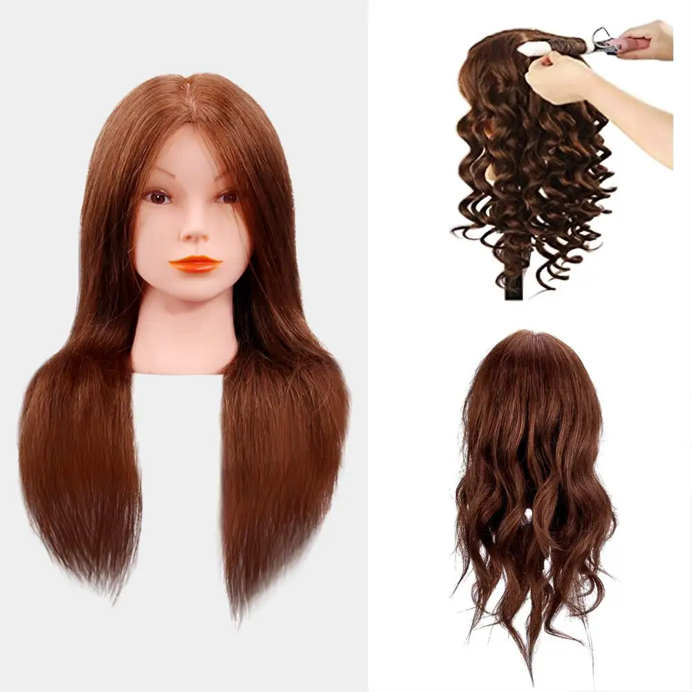 Koop 18 Inch 100% Human Hair Styling Training Hoofd Hoofd Voor Rechttrekken, Curling, Verven, Bleken