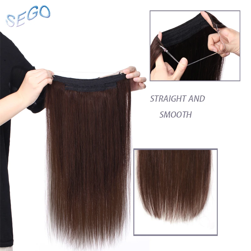 SEGO Straight Pure Color Wire Human Hair Extensions Invisible Wire Flip in Hair Extensions Non-Remy Hair With Double Weft width