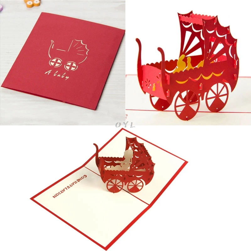 

3D Pop Up Invitation Greeting Card Birthday Valentines' Day New Year Xmas Gift