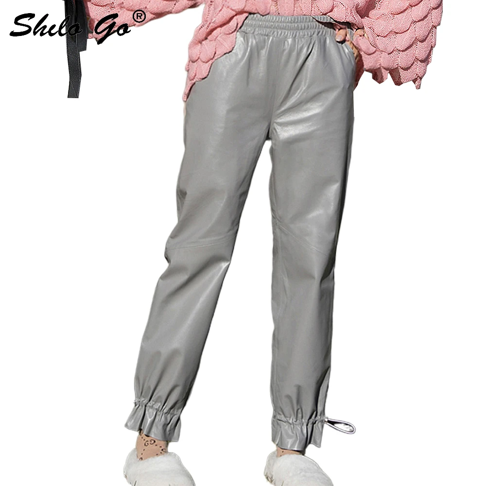 Casual Lederen Broek Vrouwen Lente Kleuren Elastische Hoge Taille Schapenvacht Lederen Harembroek Streetwear Losse Vrouwelijke Capri Casual Lederen Broek Vrouwen Lente Kleuren Elastische Hoge Taille Schapenvacht Lederen Harembroek Streetwear Losse Vrouwelijke Capri