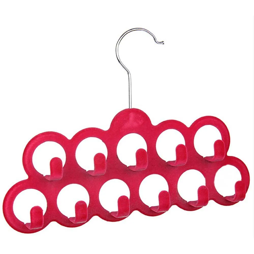 Многофункциональная вешалка для шарфов с 11 крючками из флока, случайный цвет