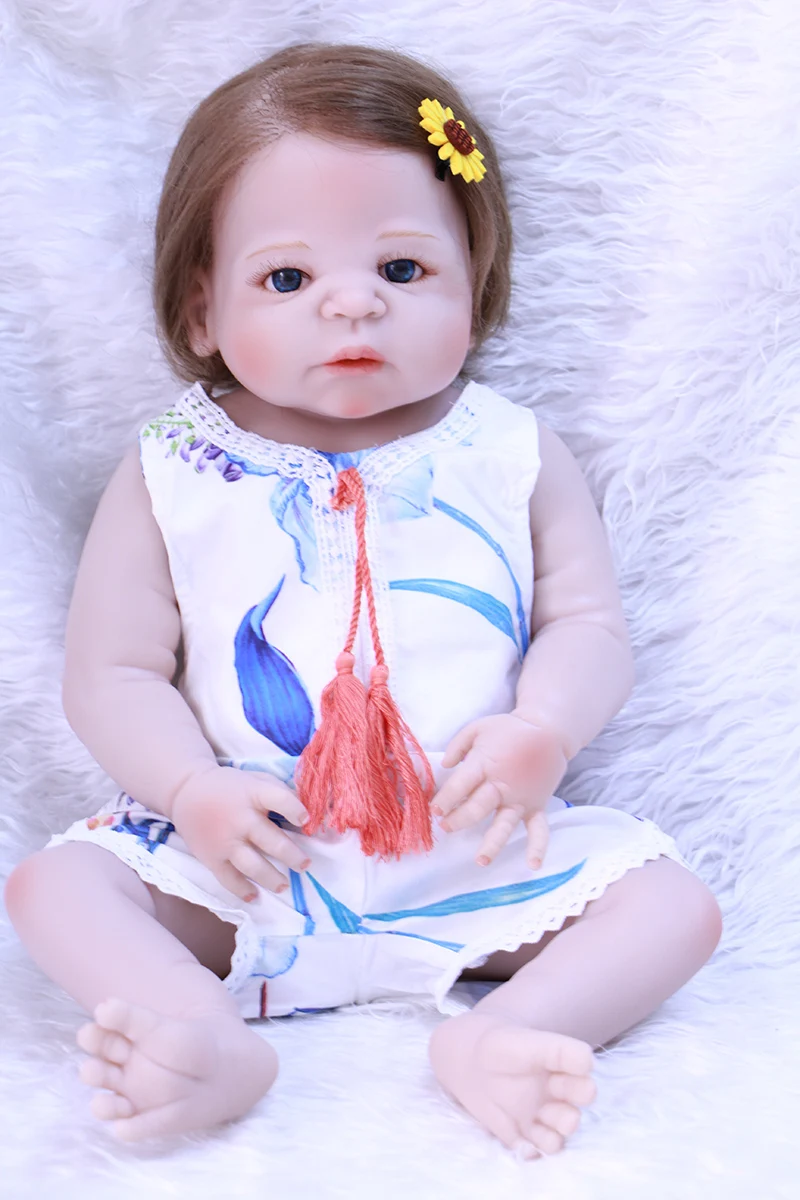 

NPK bebes reborn dolls toys 23" real full silicone reborn girl new born princess dolls rooted hair bonecas reborn