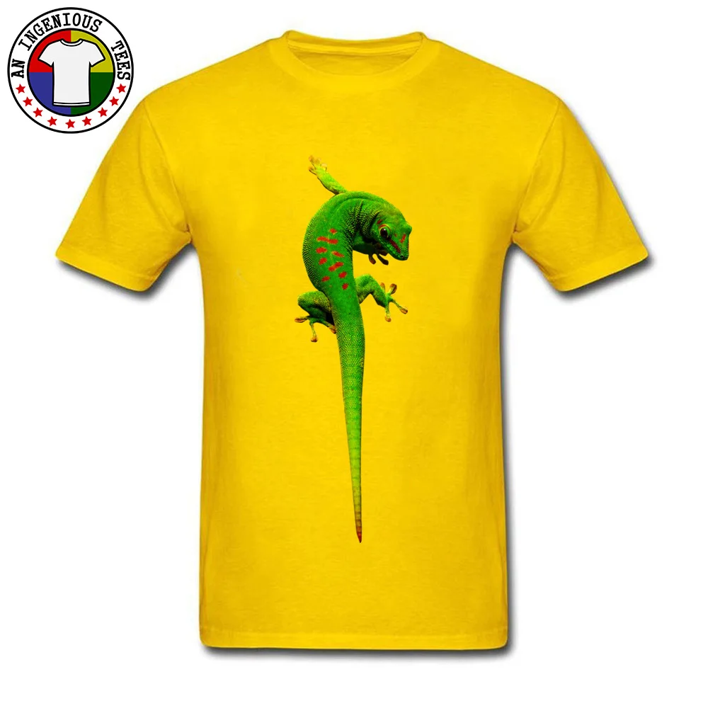 gecko O-Neck T-shirts Summer Fall T Shirt Short Sleeve 2018 Fashion Cotton Fabric Summer Tee Shirt 3D Printed Male gecko yellow