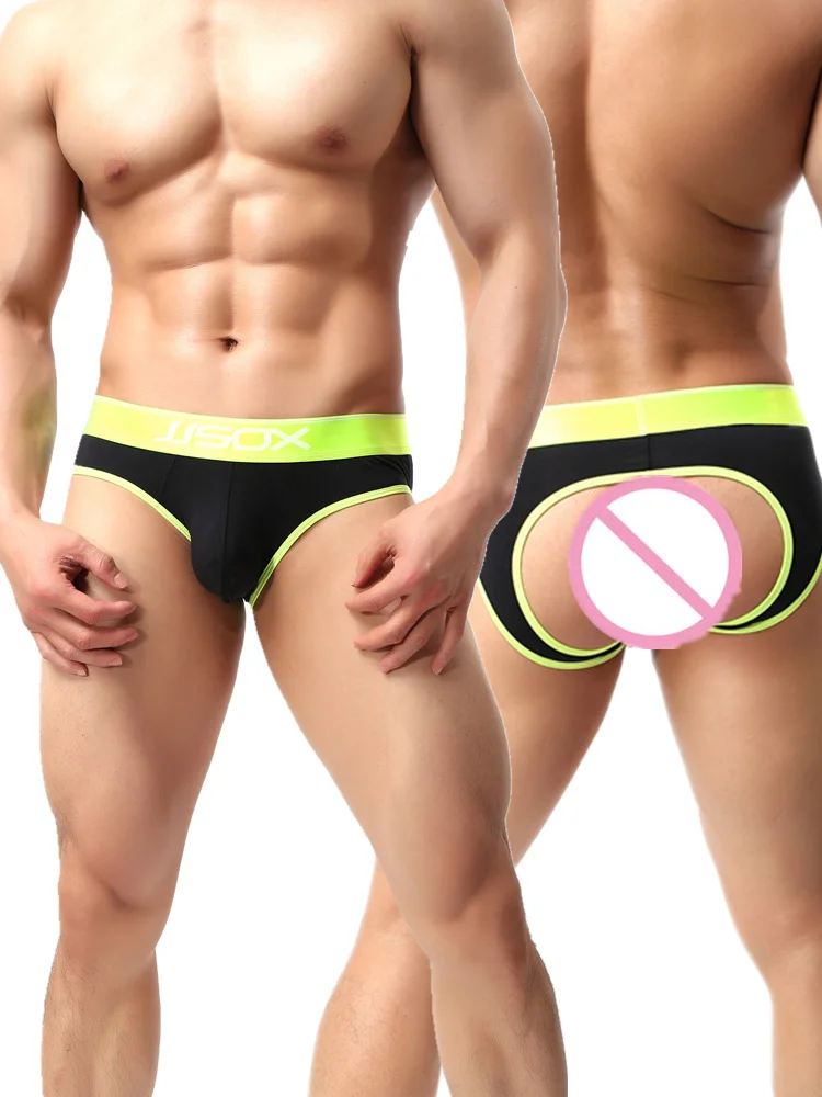 Buttocks Mens Underwear Sexy Thongs And G-strings Spandex Bulge Pouch Briefs Modal Shorts jjsox men underwear Panties Mid Waist |