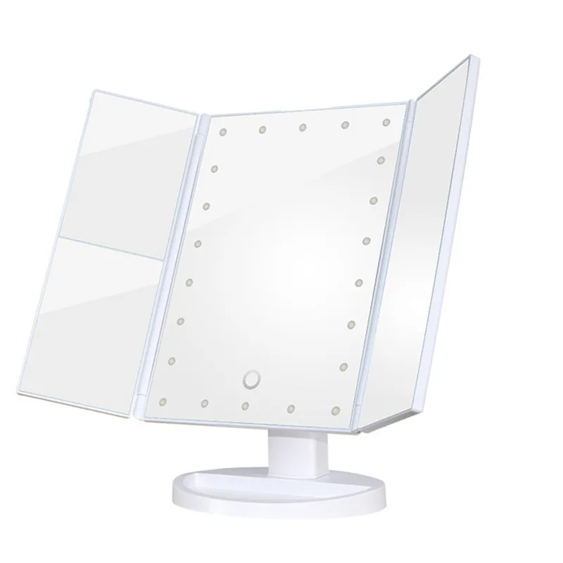Espelho de Ampliação Espelho de Mesa Espelho de Luz Três Dobrável Lâmpada Luminosa Ajustável Bancada Led 9 Três dobrável led lâmpada luminosa espelho de