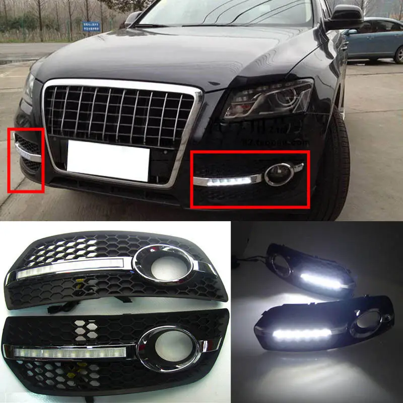 

LED White Daytime Running Lights DRL Car Driving Lights Fog Lamp Cover For Audi Q5 2010 2011 2012 2013