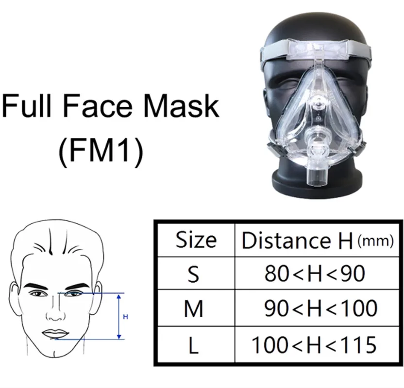 Doctodd FM1 de la cara llena máscara CPAP Auto CPAP, BiPAP máscara con libre casco blanco S M L para la Apnea del sueño OSAHS SAOS ronquidos la gente - 2
