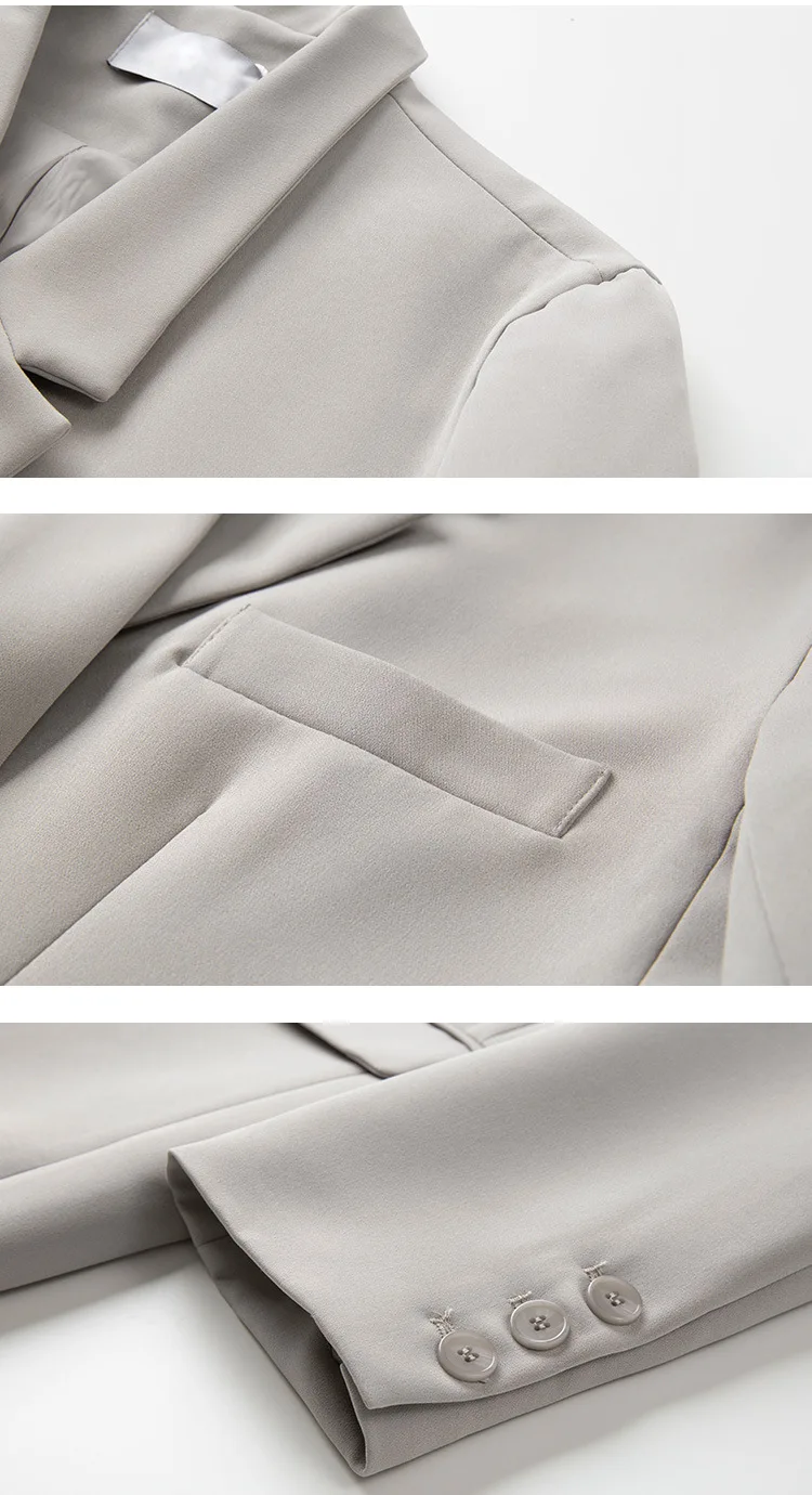 Women's Suit 2019 Spring Tonal Wide Shoulder Big Suit Jacket for Women Notched  Single Button Jackets and Coats Clothes Women