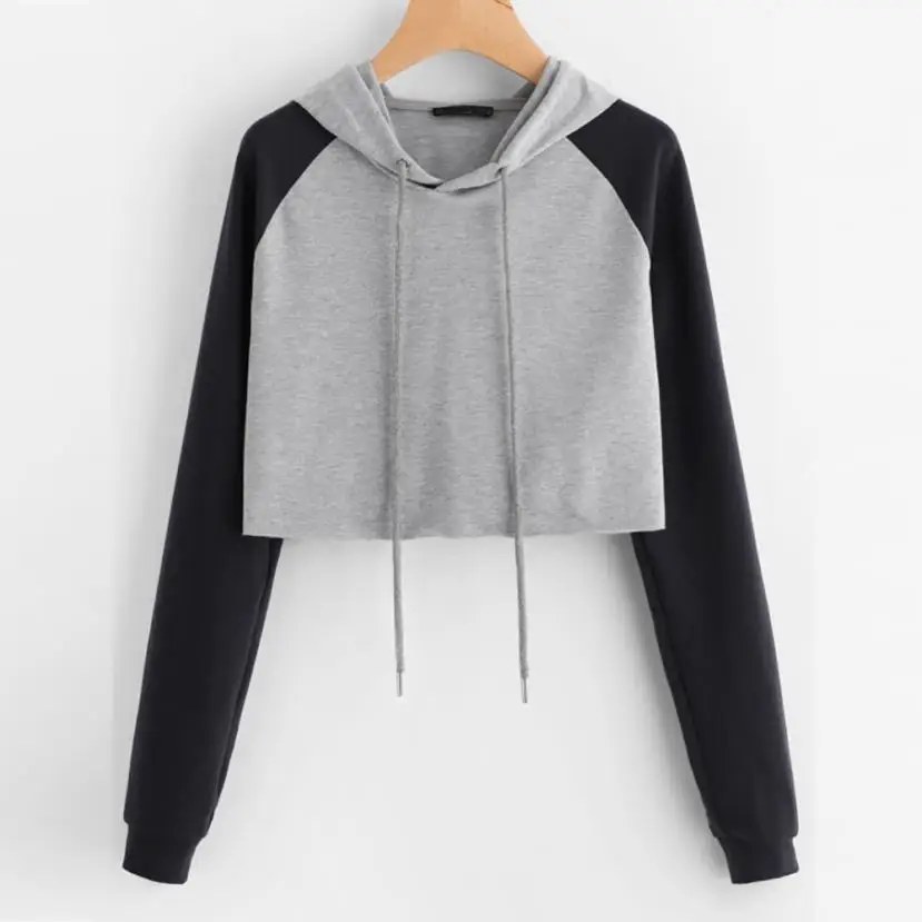 

KLV 2018Women Patchwork Sweatshirt Long Sleeve Blouse Hooded Pullover Tops ShirtAut20