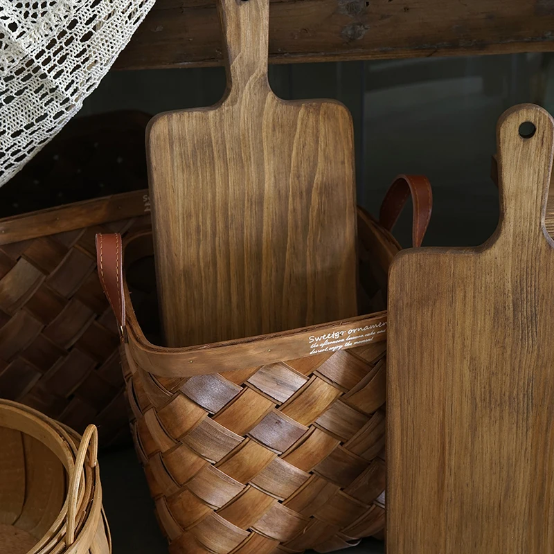  SWEETGO wood storage racks Picnic Basket cake stand forest style home showcase decoration holders K
