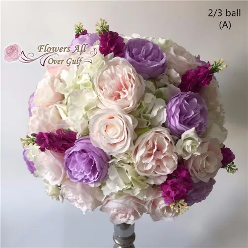 A F86606 6 pcs 40cm Artificial Rose Flowers Ball for Wedding Decoration Fake flower Road Lead Table Centerpiece Home Decor - Color: A F86606