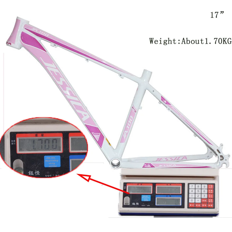 Discount JESSICA 26er 15.5/17/18 inches MTB Frame Mountain Bike Frames Bicycle Aluminum alloy Superlight Straiht Tube Frameset BSA 68mm 4