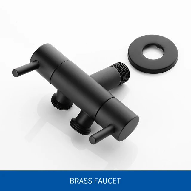 Solid Brass Toilet Bidet Spray Valve Black Handheld Bidet Faucet