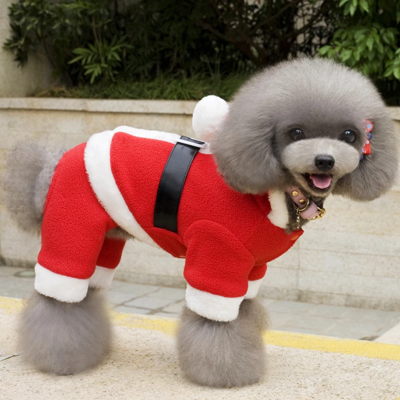 Рождественская домашняя собака одежда для маленьких собак зимняя теплая одежда для щенка кота комбинезон Чихуахуа Мопс пальто с капюшоном куртки костюмы для животных