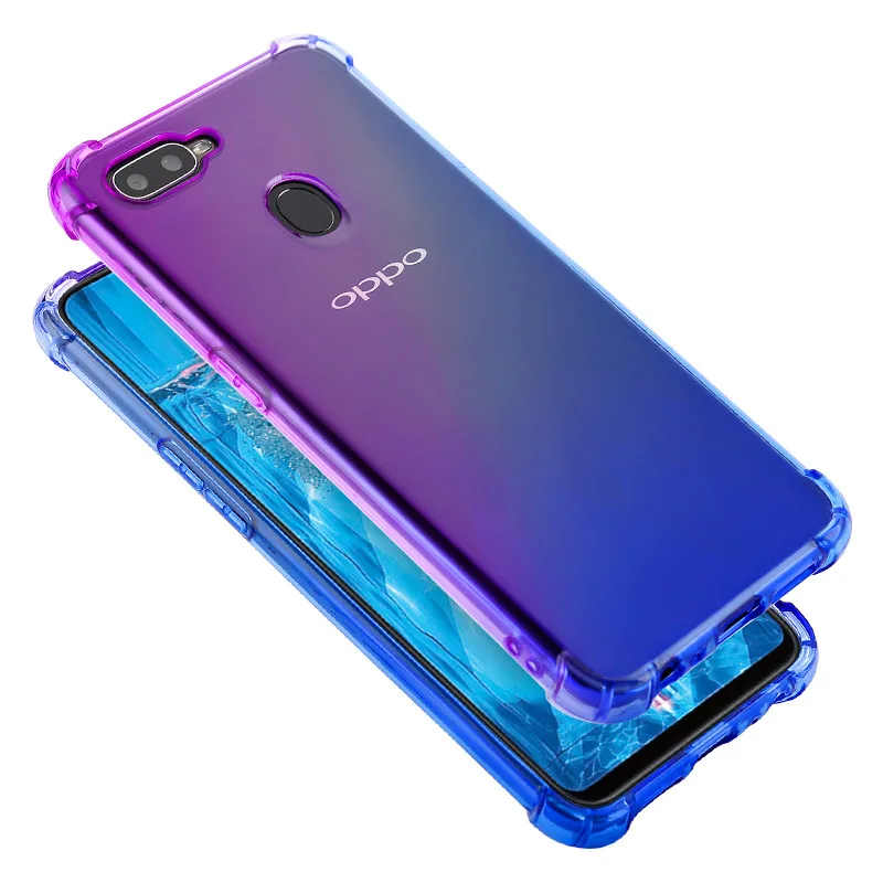 

Soft TPU Full Protect Case for OPPO A7x A9 2020 Cover Rainbow Gradient Airbag Case for OPPO F9 Pro REALME 5 Schockproof Cover