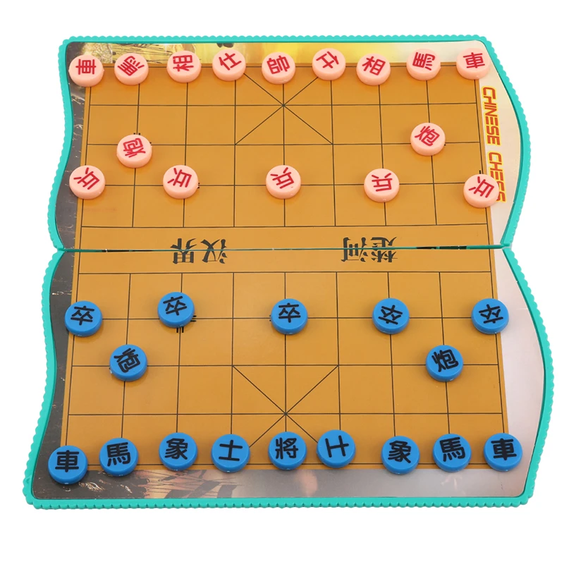 Обучающая настольная игра для детей Детские игрушки Вечерние игры портативные складные Шахматы/шашки/пять в ряд/Летающие шахматы - Цвет: Chinese chess