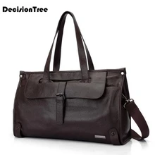 Мягкие мужские сумки для багажа из натуральной кожи, повседневные дорожные сумки для путешествий, мужские сумки из коровьей кожи, большие вместительные сумки для документов для lfb08