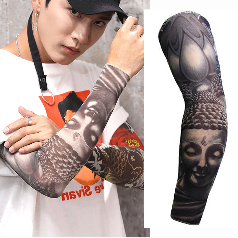 Унисекс Харадзюку Татуировка рукава рука грелка Спорт на открытом воздухе Защита от солнца руки крышка рукава два размера S L