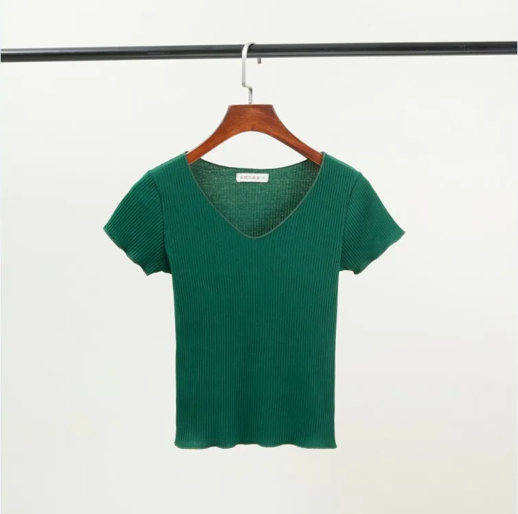 Новая Летняя женская футболка, Модная трикотажная футболка с коротким рукавом, топ с круглым вырезом, Женская Повседневная футболка