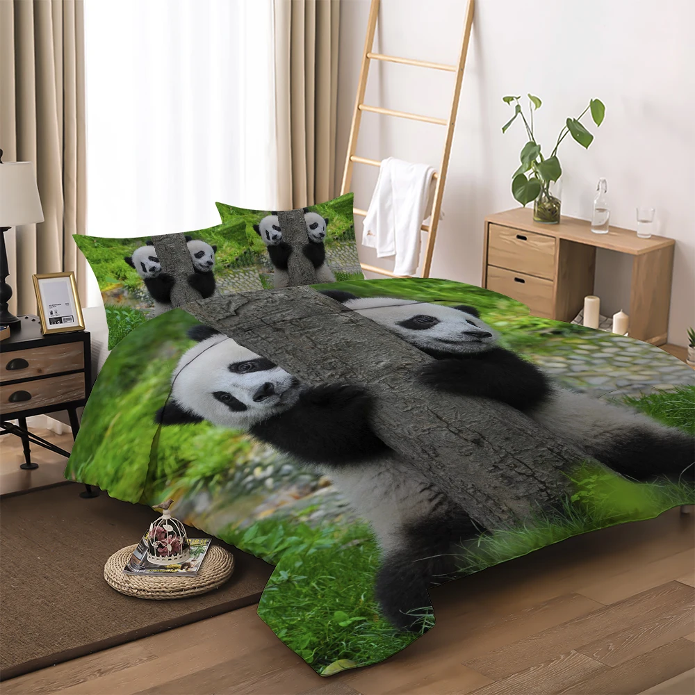 Cute Panda HD printed bedding set Twin Full Queen King Sizes 100