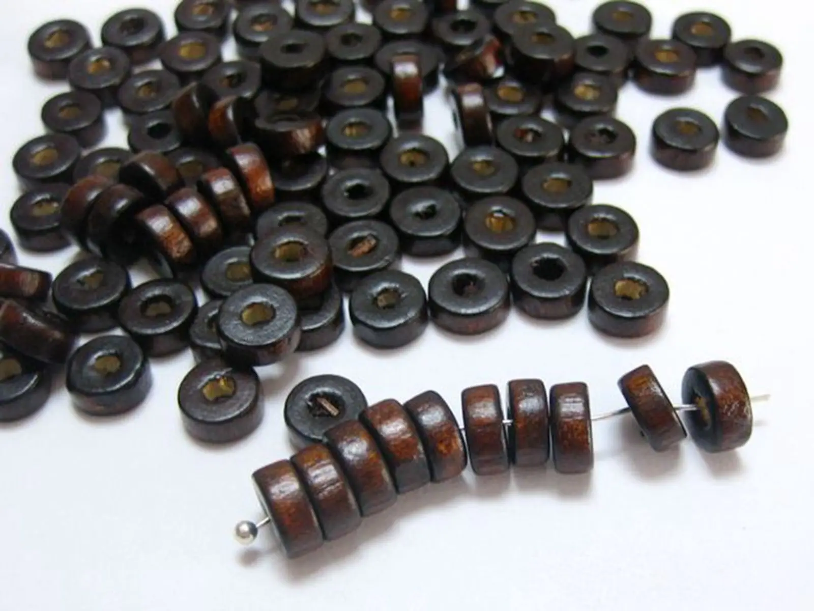 

500 Brown Colour 8X3mm Column Wood Beads~Wooden Heishi beads