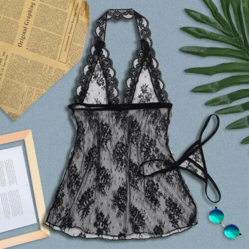 

Sexy Lingerie Lace Dress+G-string Thong Babydoll Sleepwear Underwear Nightwear
