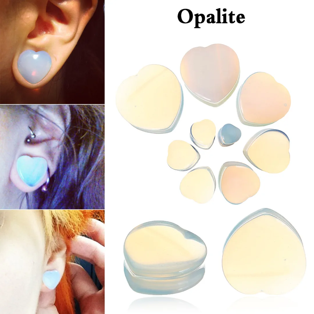 1 Pair Shellhard Heart Shaped Stone Ear Plug Fashion Flesh Tunnel Ear Expander Stretcher For Women Femme Jewelry