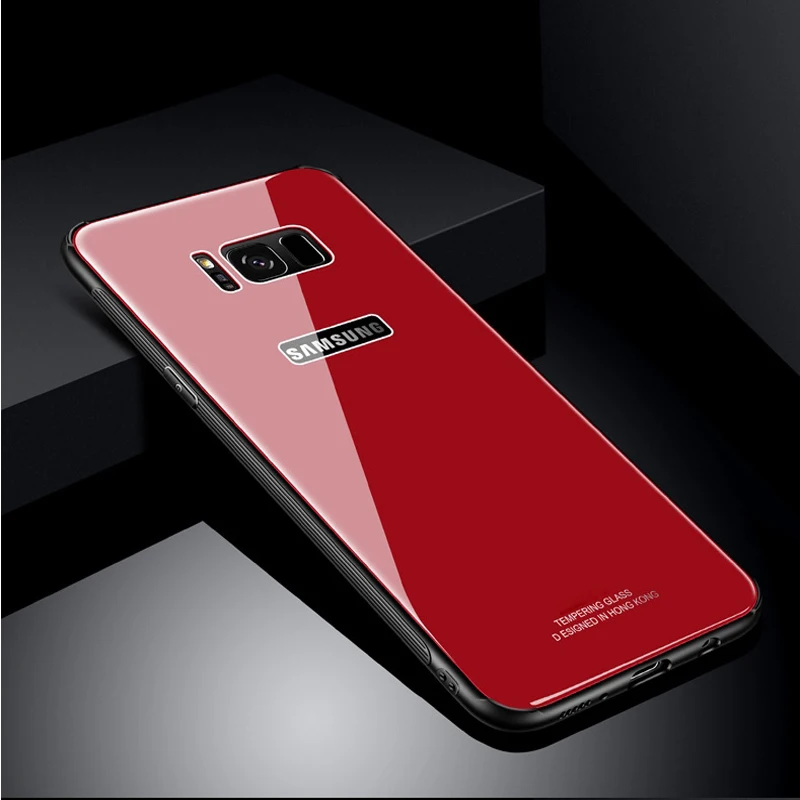

Tempered glass Case for Samsung S 9 S8 Plus Back Cover Hard Case for Samsung Galaxy S9 Plus S8 Plus NOTE 8 Soft TPU Bumper Case
