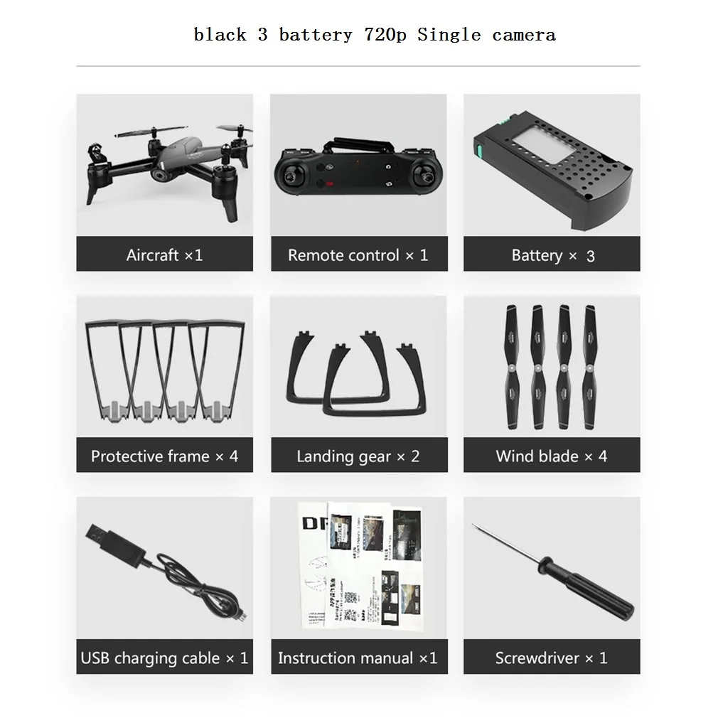 SG106 4K Радиоуправляемый Дрон Optische Stroom 1080P 720P HD Двойная камера в реальном времени антенна видео RC Квадрокоптер самолет вертолет Дрон - Цвет: 720P 3battery Black