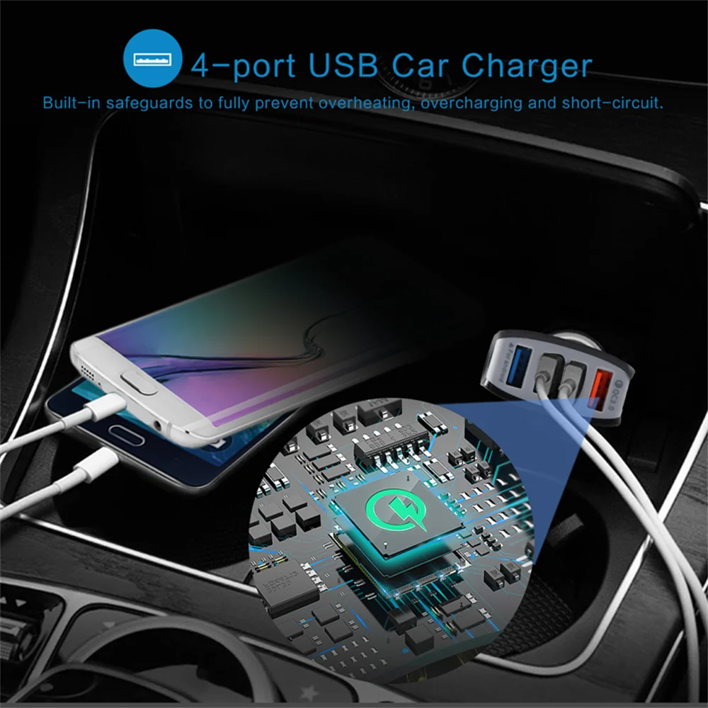 3.5A 4 USB Aux автомобильное зарядное устройство универсальное USB ЗУ для мобильного телефона для Xiaomi samsung huawei S8 iPhone 6 6s 7 8 Plus планшет