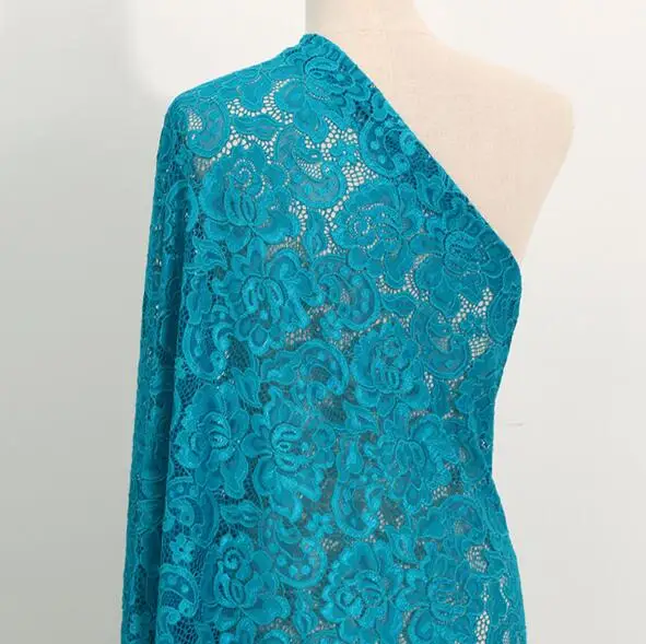 2 ярдов/партия нейлоновая эластичная кружевная ткань для шитья платьев варианты свадебного платья, эластичная вязаная кружевная ткань - Цвет: blue