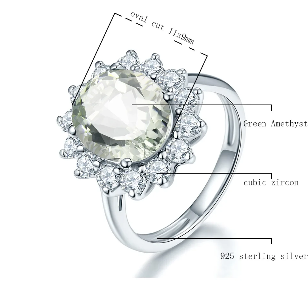 Shine Jewel Round Cut Green Amethyst and Cubic Zircon Gemstone 925 Sterling Silver Halo Ring