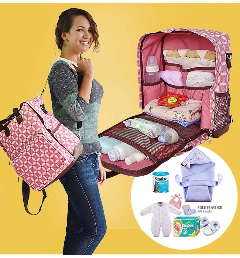 Baby Multi Function Changing Bag Diaper Nappy Shoulder Mummy Mother Bag 6PCS