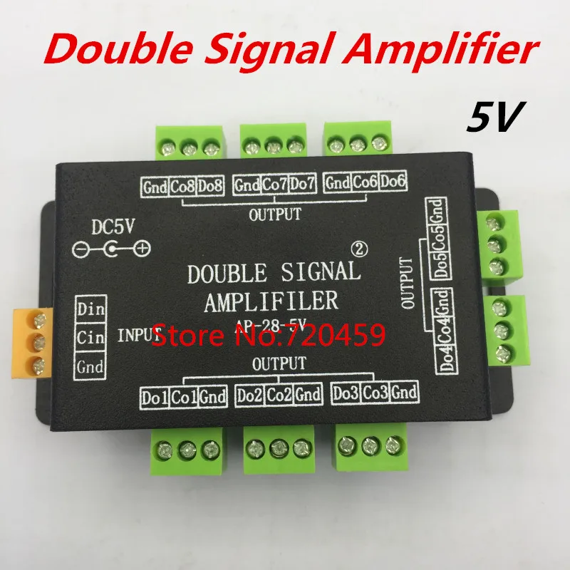 Светодиодный двойной усилитель сигнала(повторитель) контроллер через SPI выходной сигнал 8 группы управления усилитель для ws2811 5050 светодиодные ленты