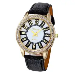 Недавно Для женщин часы женские Модные Часы Нержавеющая сталь аналоговый кожа кварцевые наручные часы Jewelry & Часы подарок JE20