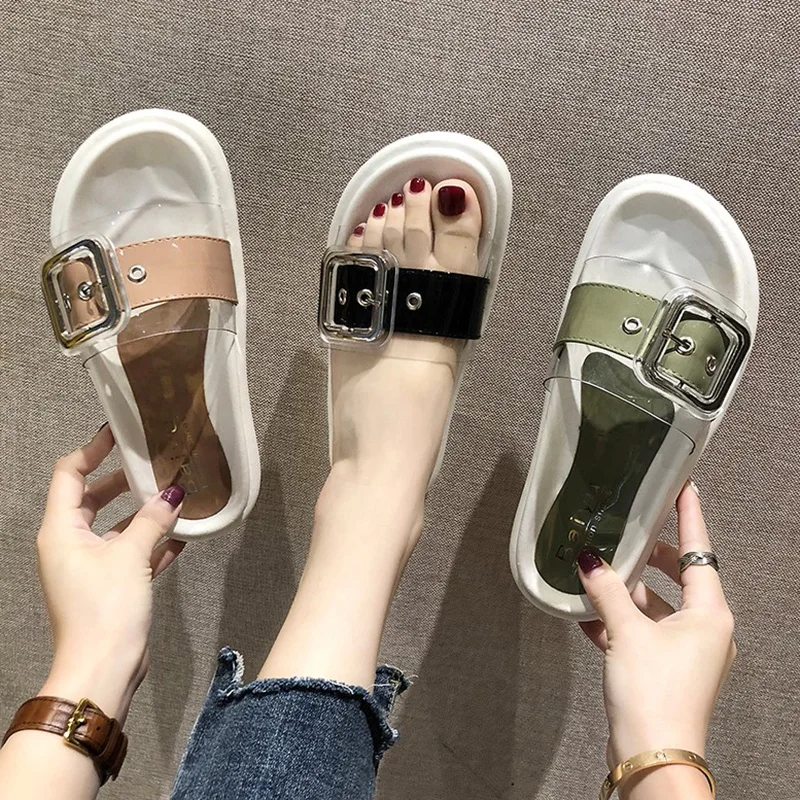 

Lady Shoes Beach Slippers For Women Socofy Designer Slides Low Baby Flat Soft Luxury 2019 Sliders Rome PU Concise Lady Women's