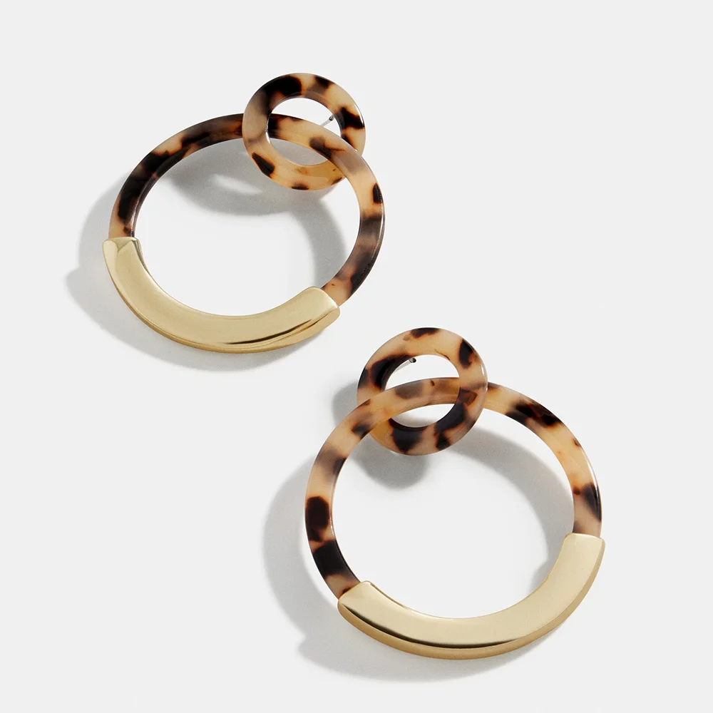 

New Fashion Leopard Round Dangle Earring Gold Alloy circle Charm Acrylic Resin Geometric Statement Drop Earring For Women Gifts