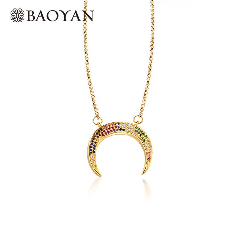 BAOYAN Boho хрустальные подвески в форме Луны ожерелье для женщин Женская Золотая
