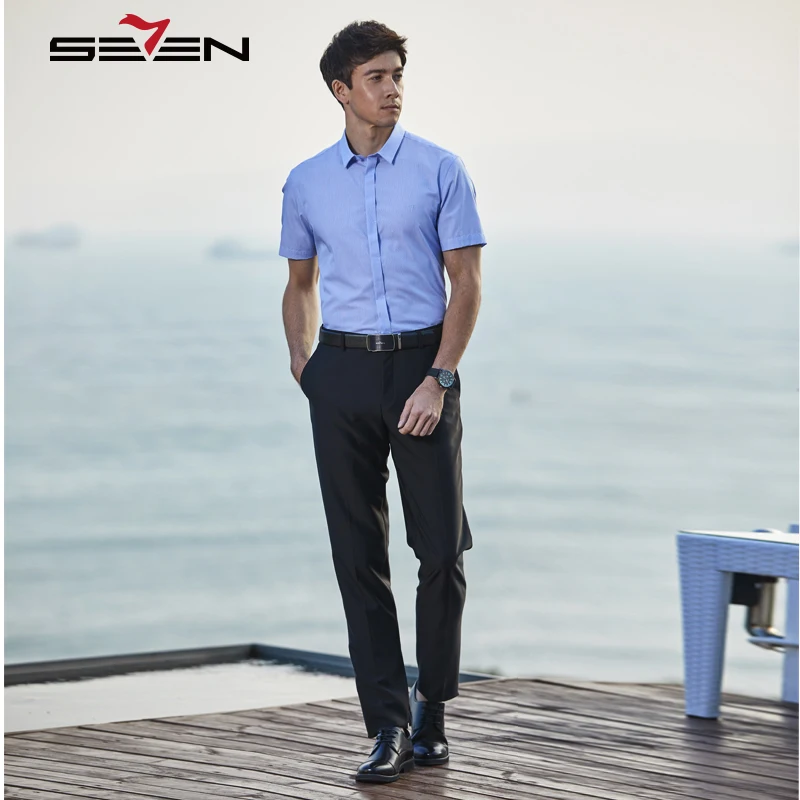 Seven7 бренд высокого качества Классические мужские деловые штаны Slim Fit Бизнес Длинные мужские брюки платье брюки черный цвет 114B70010