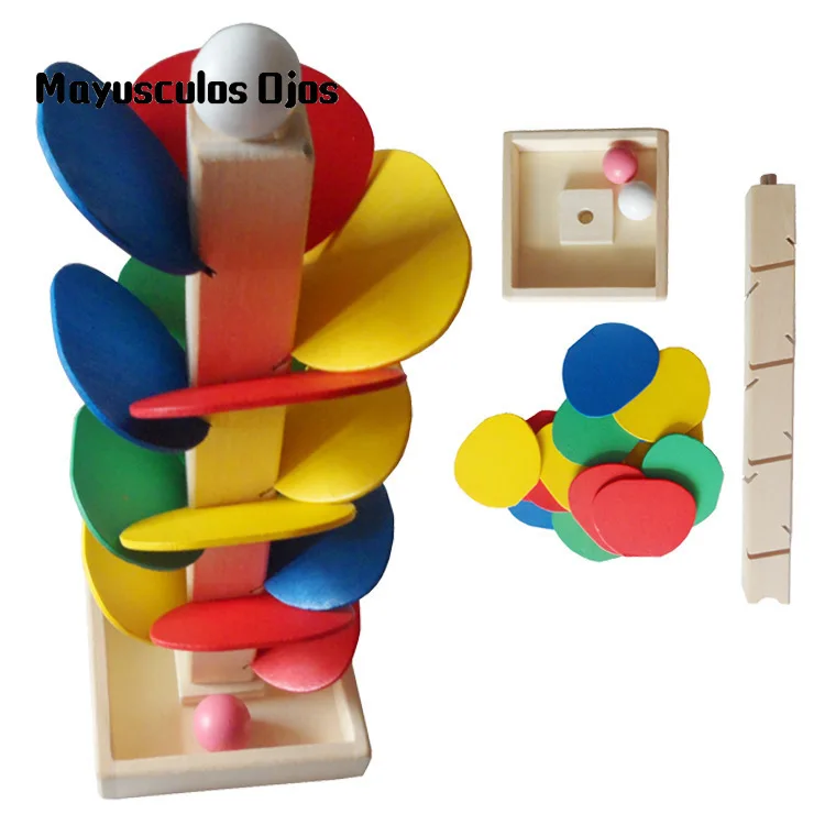 

ZH 1PC Children's Pinball Track Toys 3-6 Years Old Assembled Wooden Baby Early Learning Educational Toys Balls Building Blocks