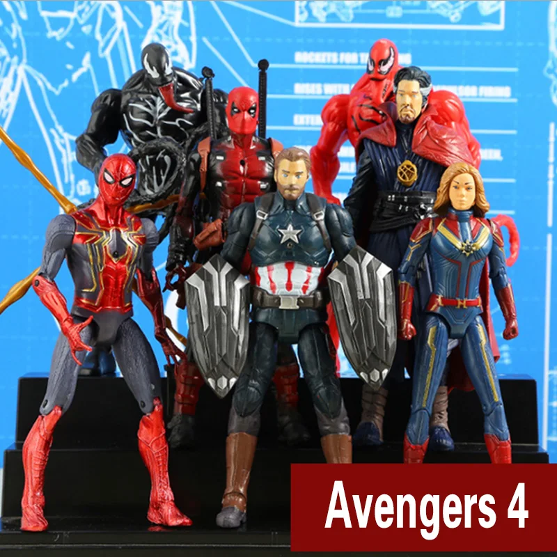

Marvel Avengers 4 LED toys Buster Hero Iron Man Surprise captain Dr singular venom Spidermanflashing Action Figure toys children