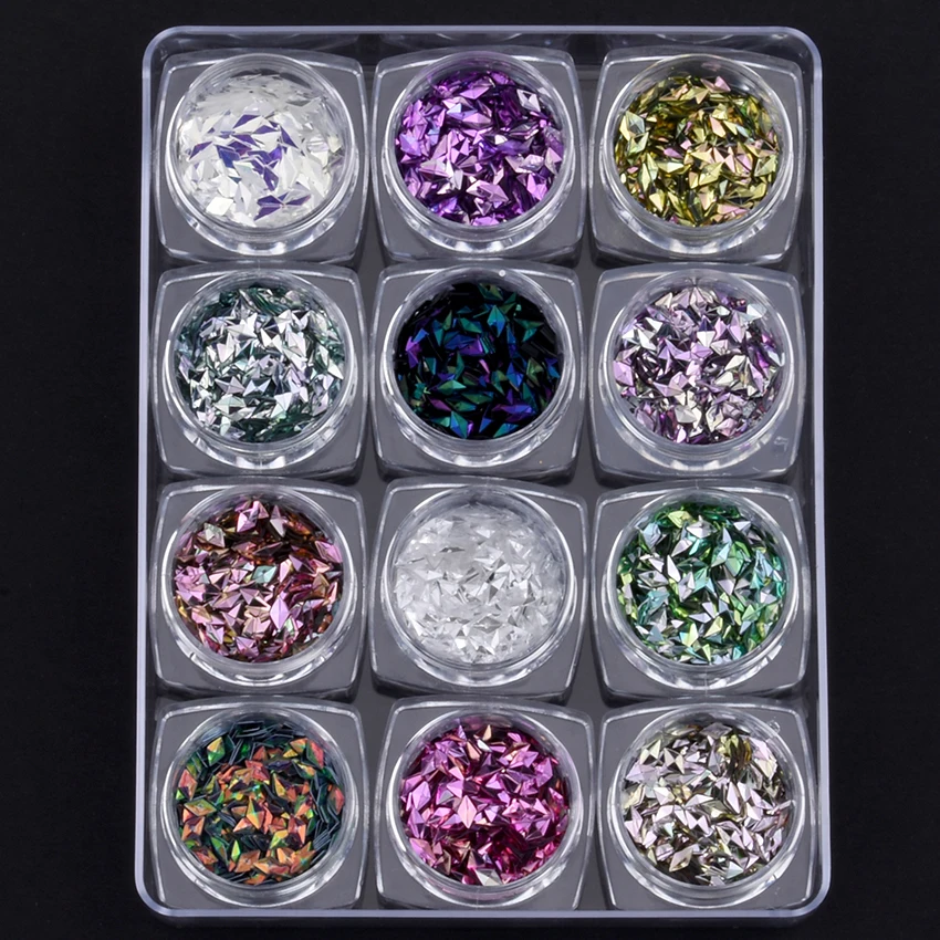 

12pcs/set 5mm Glitter nail sequins Rhombus design for 3d nails decoations makeup flakes DIY crafts accessories YST015