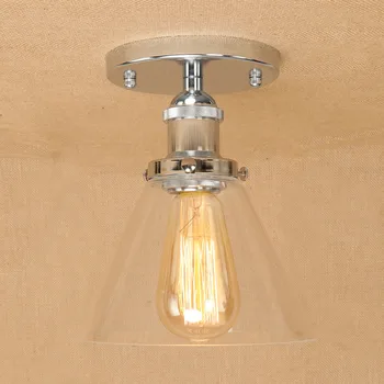 

Chrome LED ceiling light Iron Glass Modern Vintage decoration dining room balcony bedroom living room ceiling lamp RCL0012