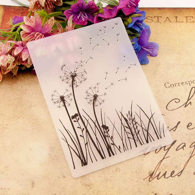 

Beautiful Flying Dandelion Embossing Folder Stencils for DIY Scrapbooking Plastic Template Crafts Art Diary Decor Painting Tool
