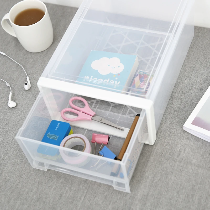 

Multi-function box transparent pp receive more household plastic drawer desktop storage box